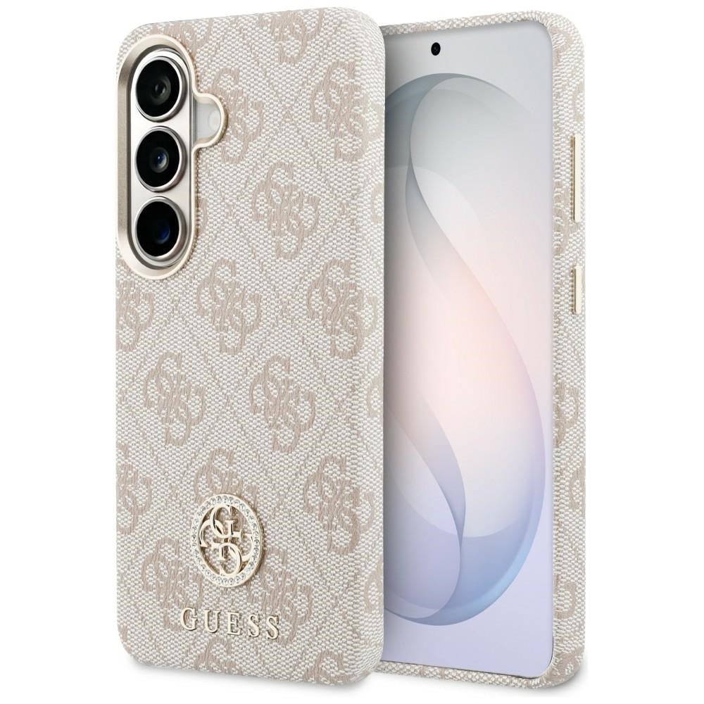 Ovitek MagSafe za Samsung Galaxy S26 S942, Guess, Rhinestone Round Logo, Roza