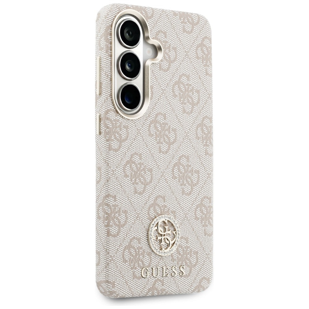 Ovitek MagSafe za Samsung Galaxy S26 S942, Guess, Rhinestone Round Logo, Roza