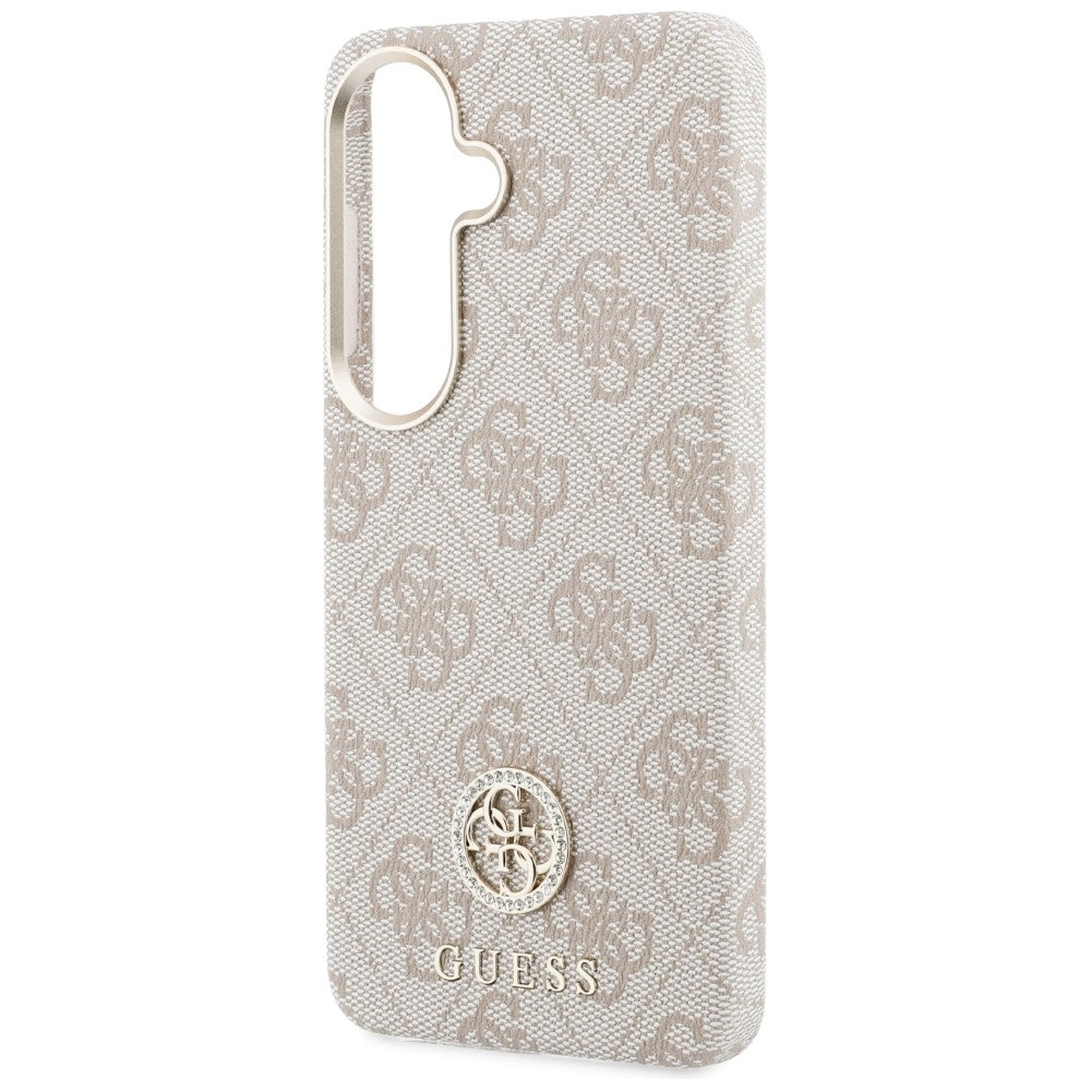 Ovitek MagSafe za Samsung Galaxy S26 S942, Guess, Rhinestone Round Logo, Roza