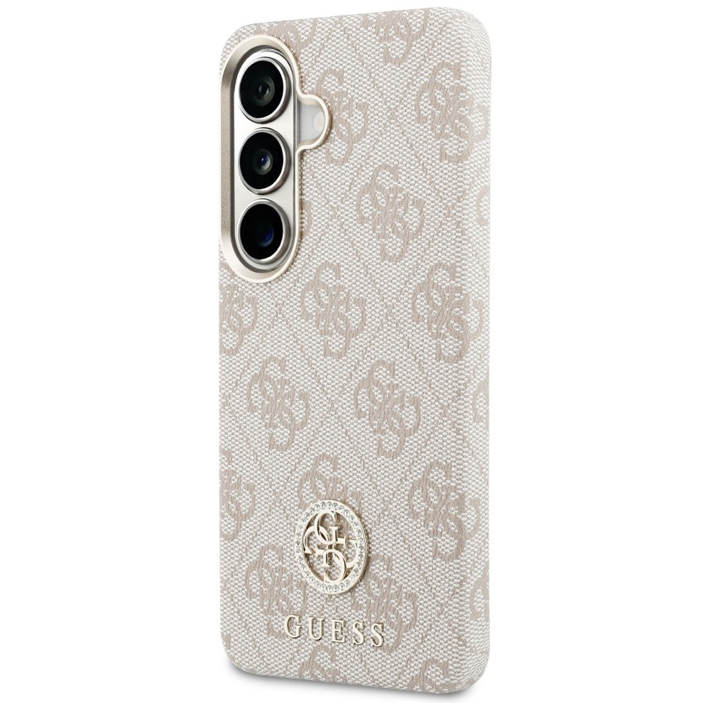 Ovitek MagSafe za Samsung Galaxy S26 S942, Guess, Rhinestone Round Logo, Roza