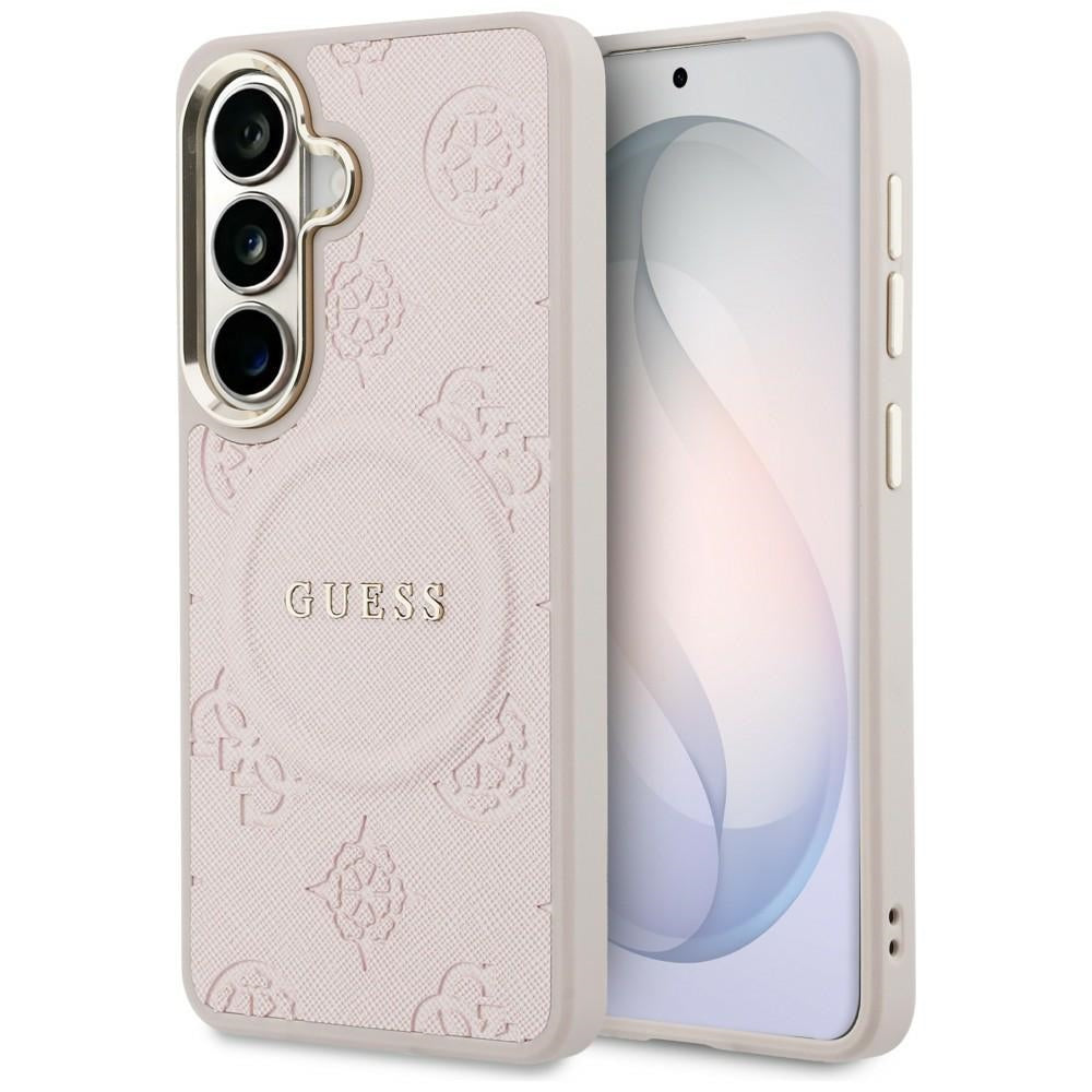Ovitek MagSafe za Samsung Galaxy S26 S942, Guess, Saffiano Peony Embossed Ring, Roza
