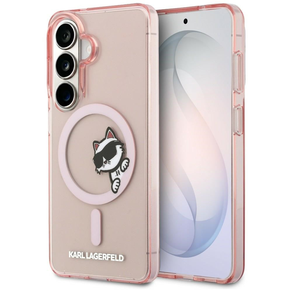 Ovitek MagSafe za Samsung Galaxy S26 S942, Karl Lagerfeld, IML Choupette Peekaboo Logo, Roza