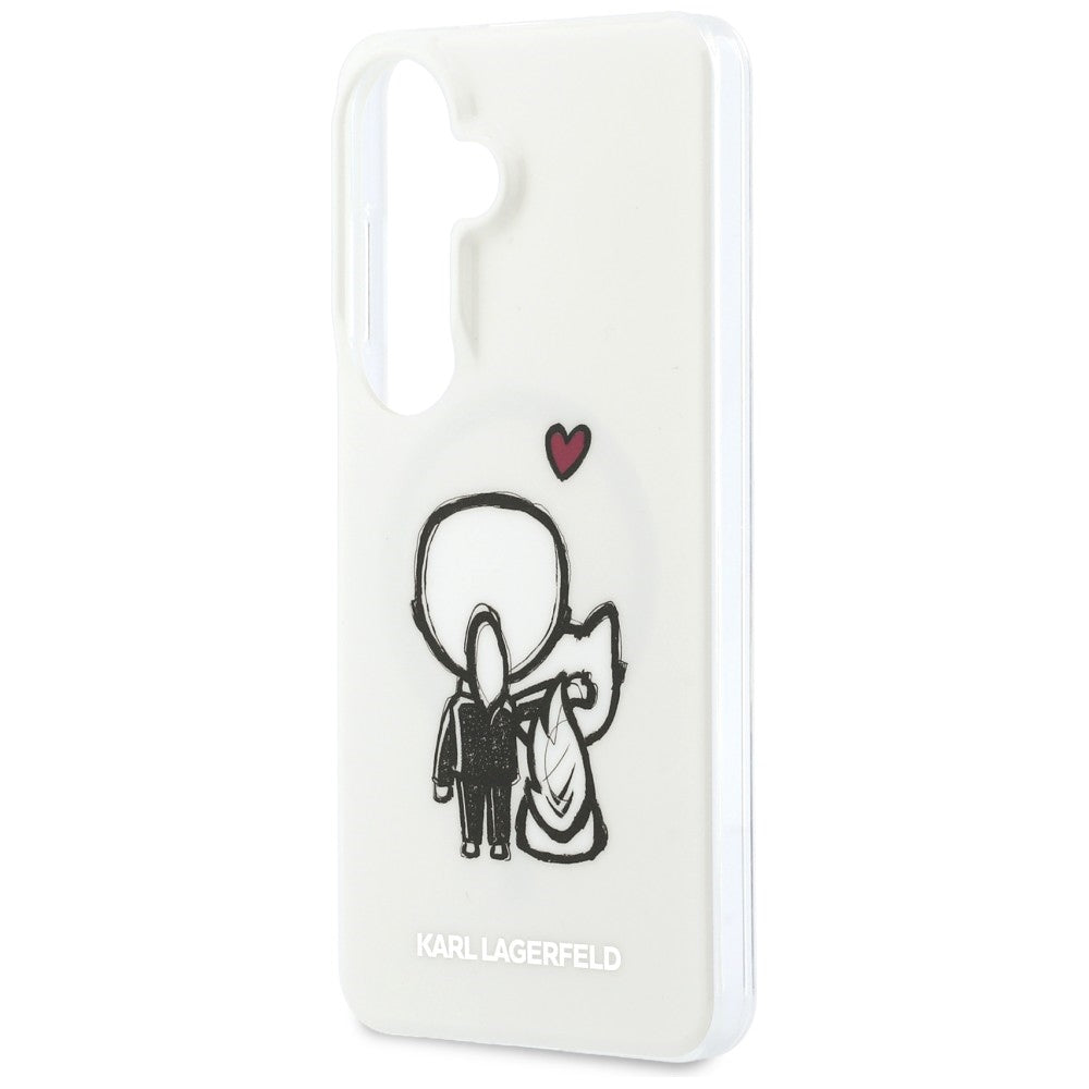 MagSafe ovitek za Samsung Galaxy S26 S942, Karl Lagerfeld, IML Karl & Choupette zadnji logotip, bel