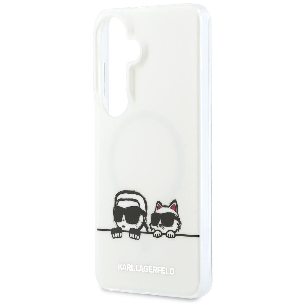 Ovitek MagSafe za Samsung Galaxy S26 S942, Karl Lagerfeld, IML Karl & Choupette Peekaboo Logo, Bel.