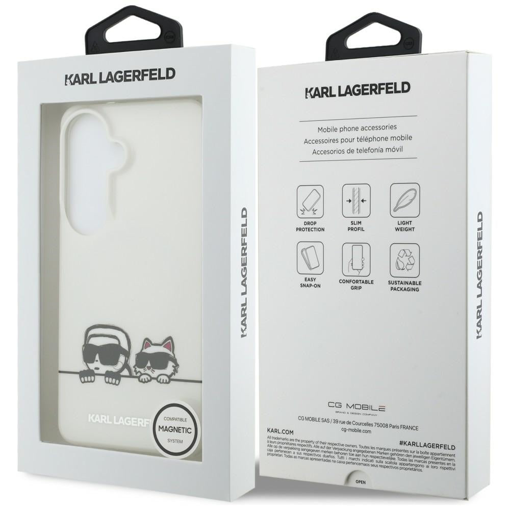 Ovitek MagSafe za Samsung Galaxy S26 S942, Karl Lagerfeld, IML Karl & Choupette Peekaboo Logo, Bel.