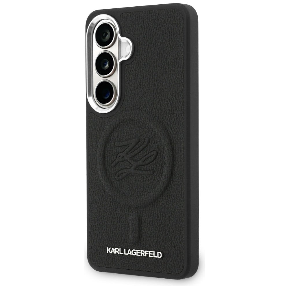 Ovitek MagSafe za Samsung Galaxy S26 S942, Karl Lagerfeld, Initial Logo Debossed, Črn