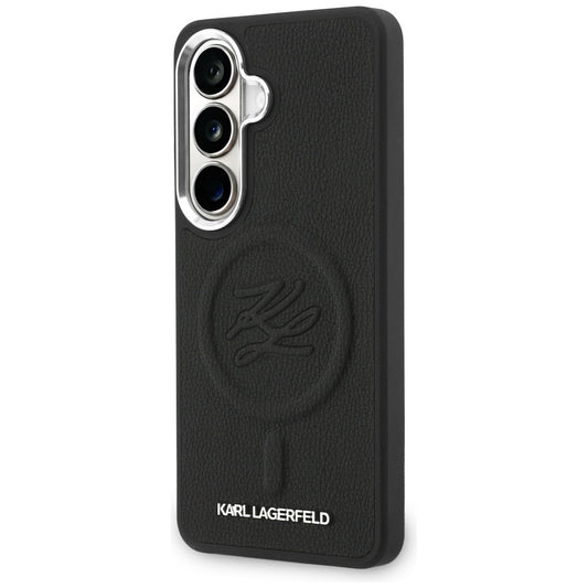 Ovitek MagSafe za Samsung Galaxy S26 S942, Karl Lagerfeld, Initial Logo Debossed, Črn