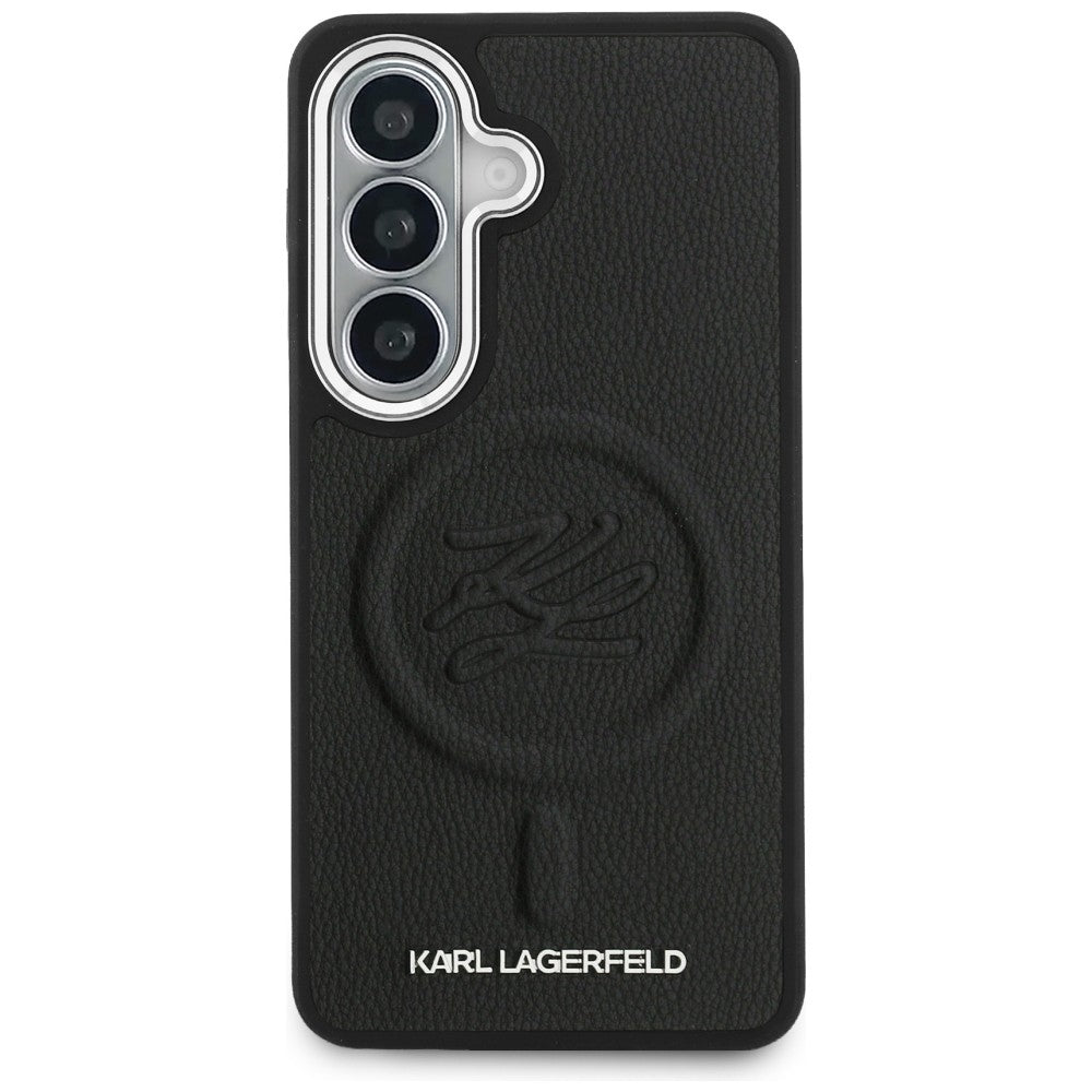 Ovitek MagSafe za Samsung Galaxy S26 S942, Karl Lagerfeld, Initial Logo Debossed, Črn