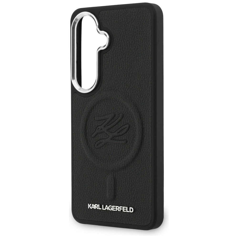 Ovitek MagSafe za Samsung Galaxy S26 S942, Karl Lagerfeld, Initial Logo Debossed, Črn
