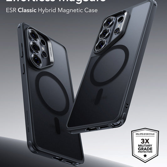 Ovitek MagSafe za Samsung Galaxy S26 Ultra, ESR, Classic Hybrid, Satenasto črn