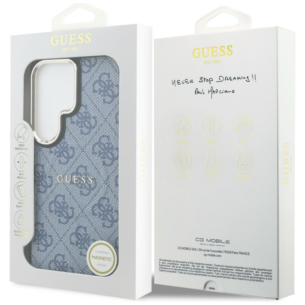 MagSafe ovitek za Samsung Galaxy S26 Ultra S948, Guess, 4G Embossed Ring, Modra