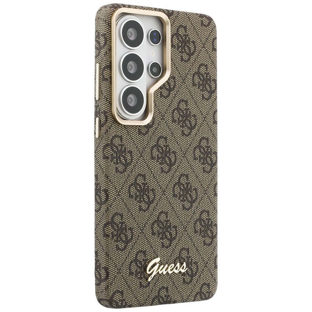 Ovitek MagSafe za Samsung Galaxy S26 Ultra S948, Guess, 4G Script Logo, rjava