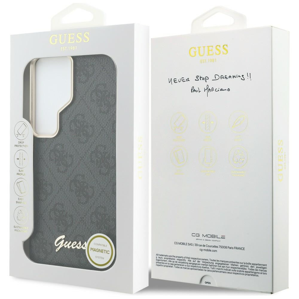 Ovitek MagSafe za Samsung Galaxy S26 Ultra S948, Guess, 4G Script Logo, črn