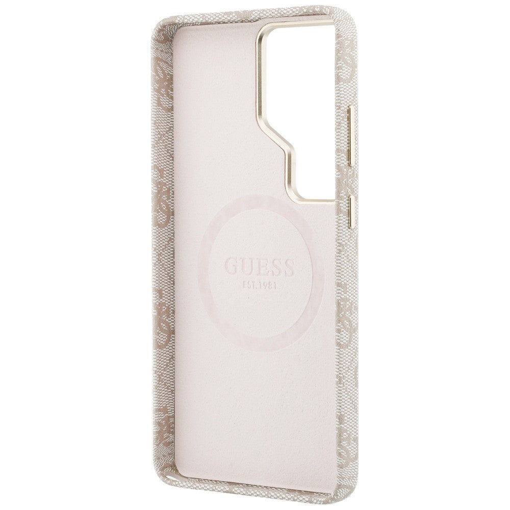 Ovitek MagSafe za Samsung Galaxy S26 Ultra S948, Guess, 4G Script Logo, Roza
