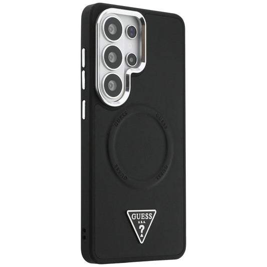 Ovitek MagSafe za Samsung Galaxy S26 Ultra S948, Guess, Embossed Ring Triangle Logo, Črn