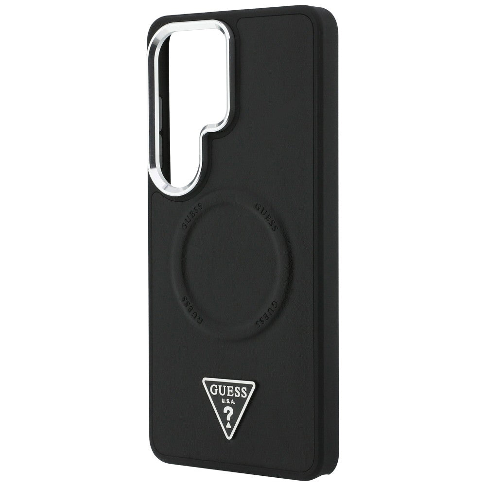 Ovitek MagSafe za Samsung Galaxy S26 Ultra S948, Guess, Embossed Ring Triangle Logo, Črn
