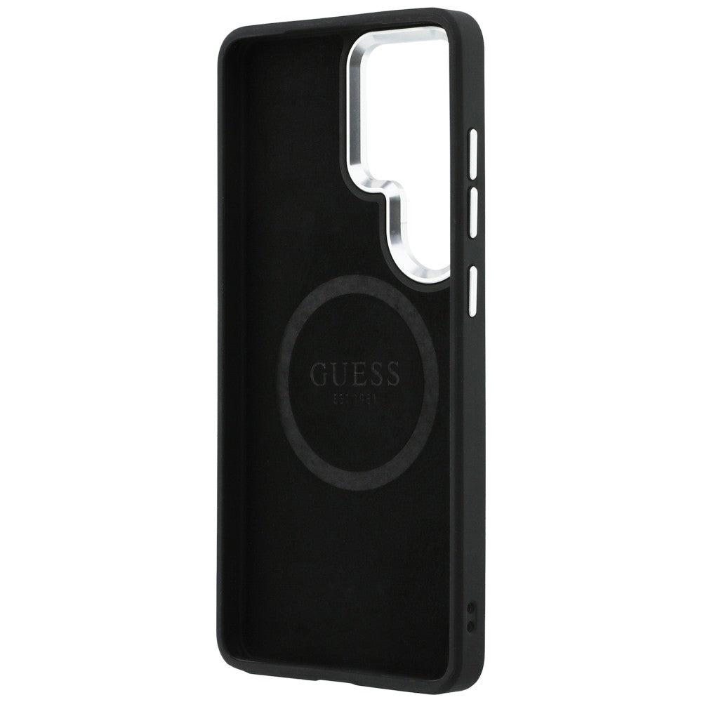 Ovitek MagSafe za Samsung Galaxy S26 Ultra S948, Guess, Embossed Ring Triangle Logo, Črn