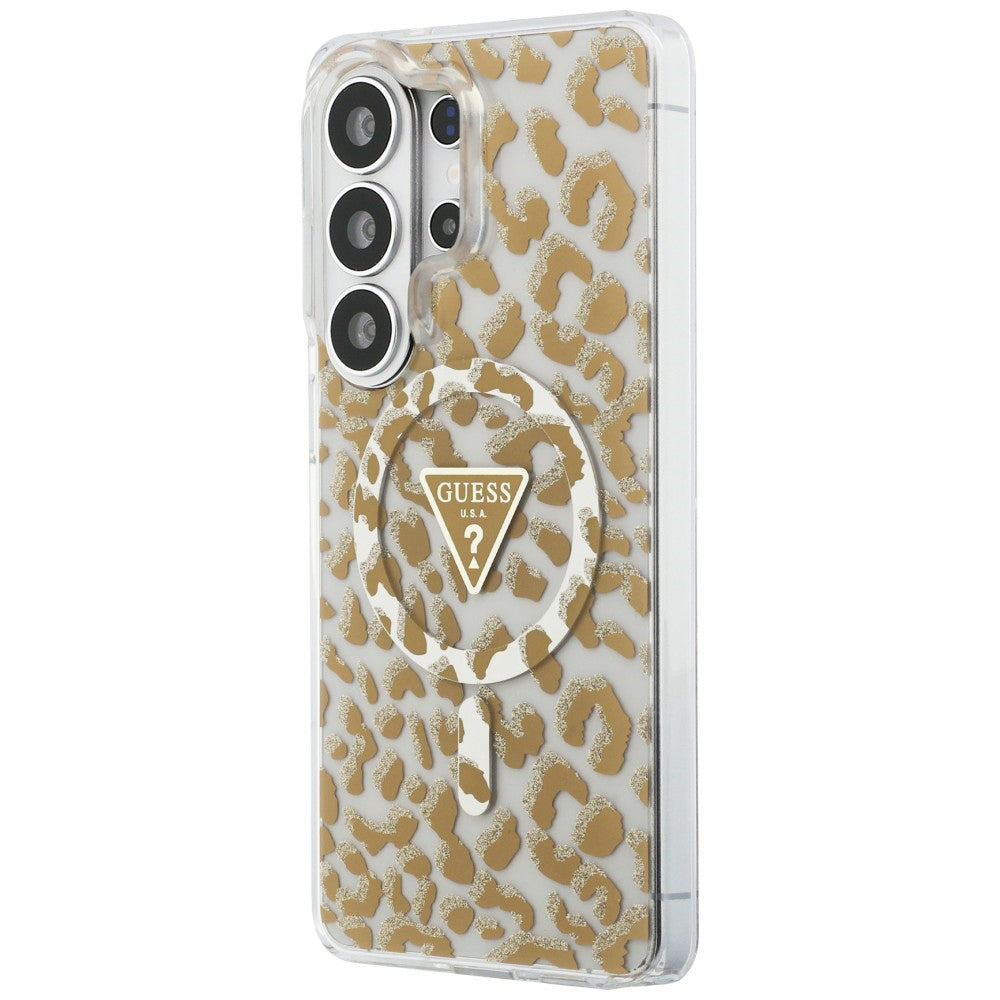 Ovitek MagSafe za Samsung Galaxy S26 Ultra S948, Guess, IML Leopard vzorec, rjava