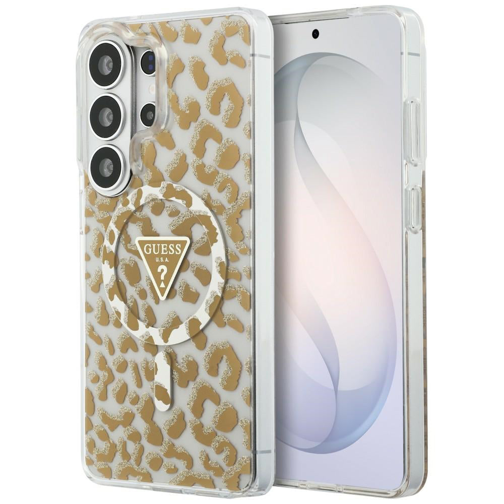 Ovitek MagSafe za Samsung Galaxy S26 Ultra S948, Guess, IML Leopard vzorec, rjava