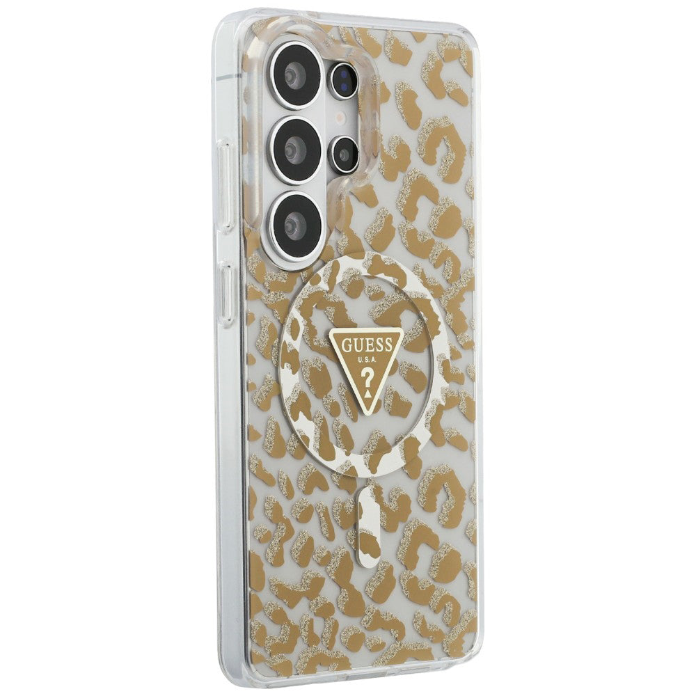 Ovitek MagSafe za Samsung Galaxy S26 Ultra S948, Guess, IML Leopard vzorec, rjava