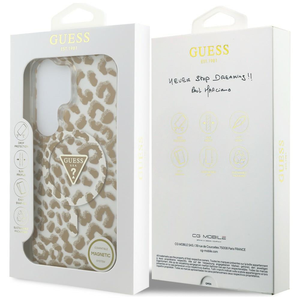 Ovitek MagSafe za Samsung Galaxy S26 Ultra S948, Guess, IML Leopard vzorec, rjava