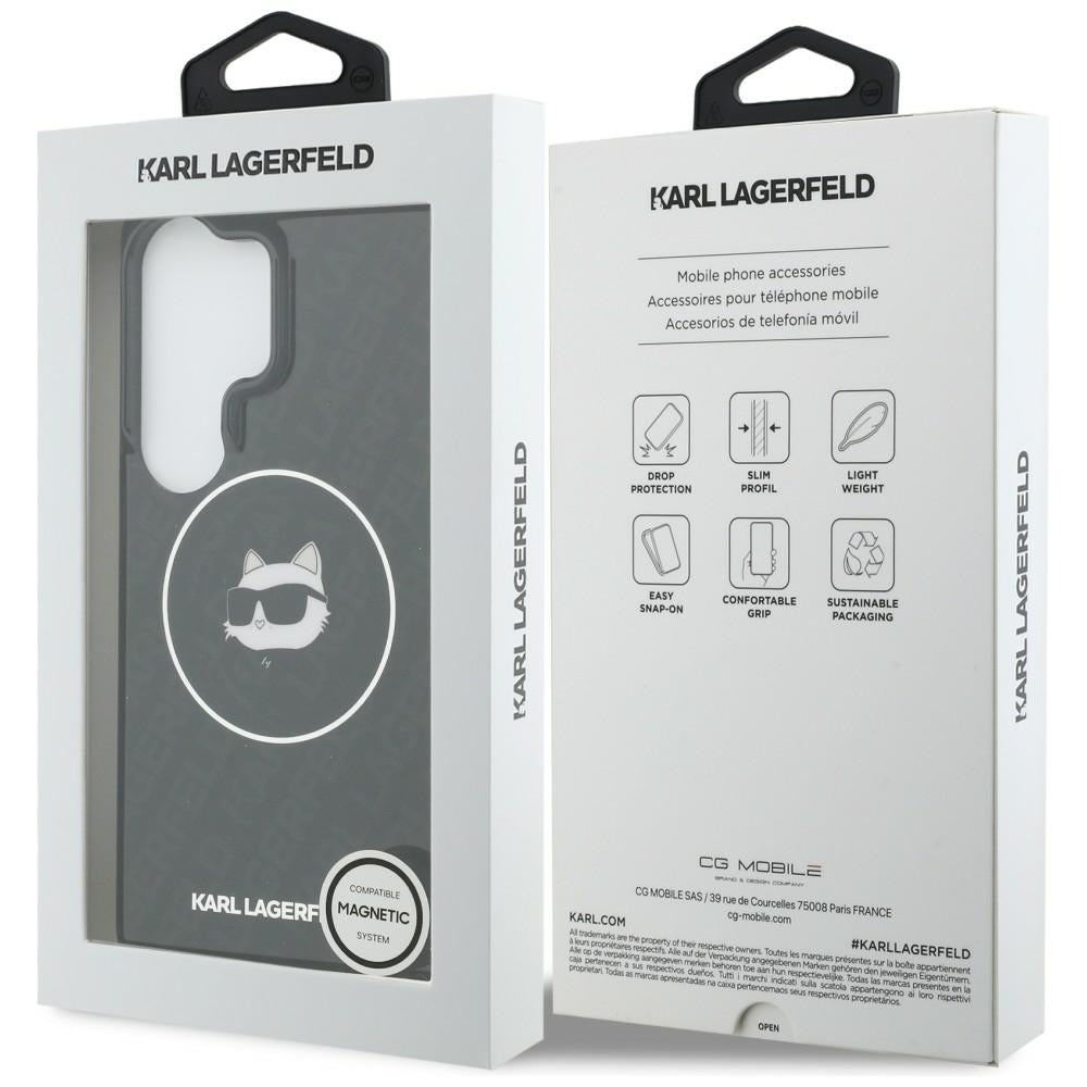 MagSafe Case for Samsung Galaxy S26 Ultra S948, Karl Lagerfeld, IML Choupette Head on KL Repeated Logo, Black