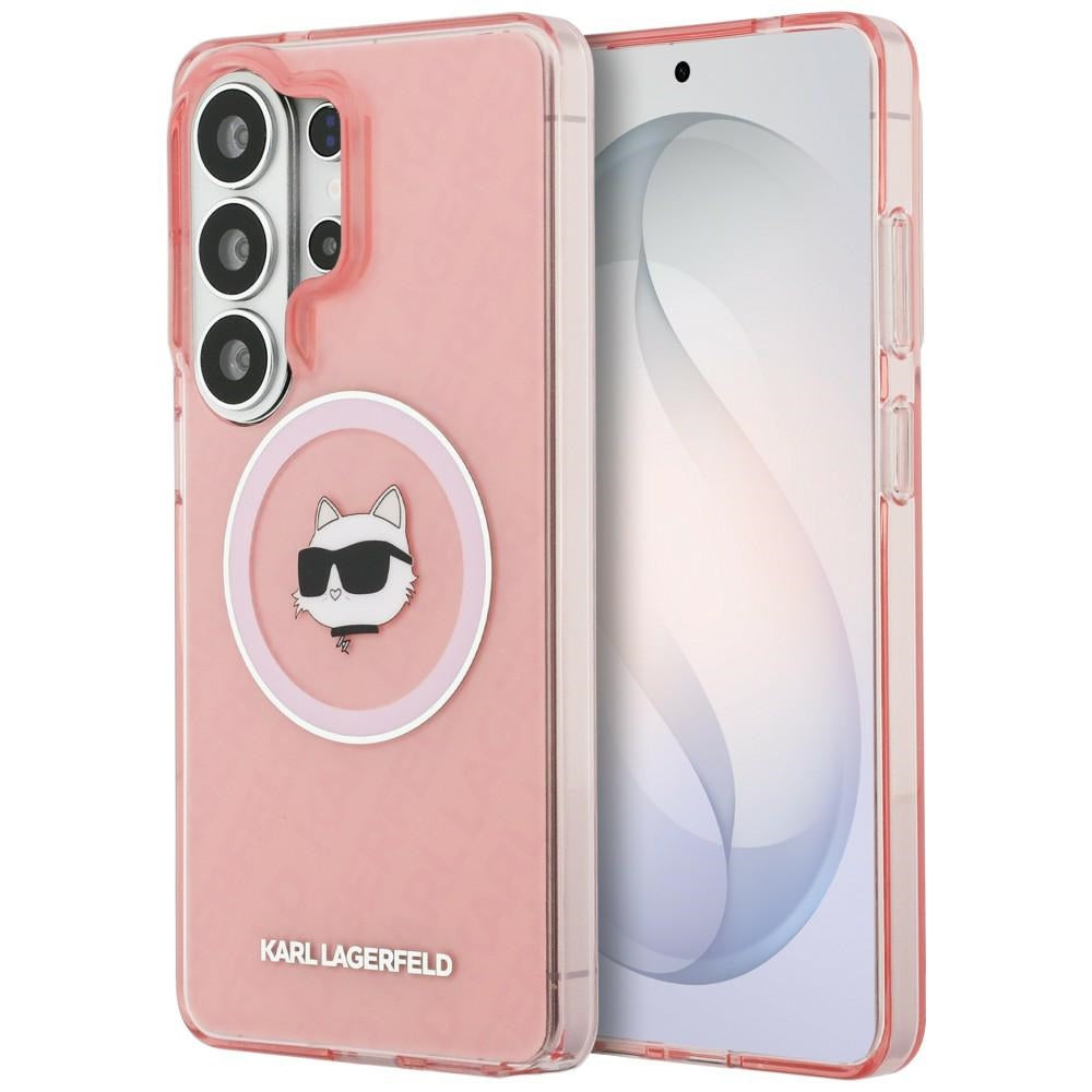 MagSafe Case for Samsung Galaxy S26 Ultra S948, Karl Lagerfeld, IML Choupette Head on KL Repeated Logo, Pink