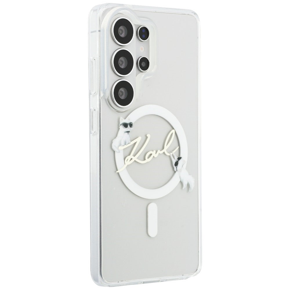 Ovitek MagSafe za Samsung Galaxy S26 Ultra S948, Karl Lagerfeld, IML Choupette Karl Script Logo, Bel.