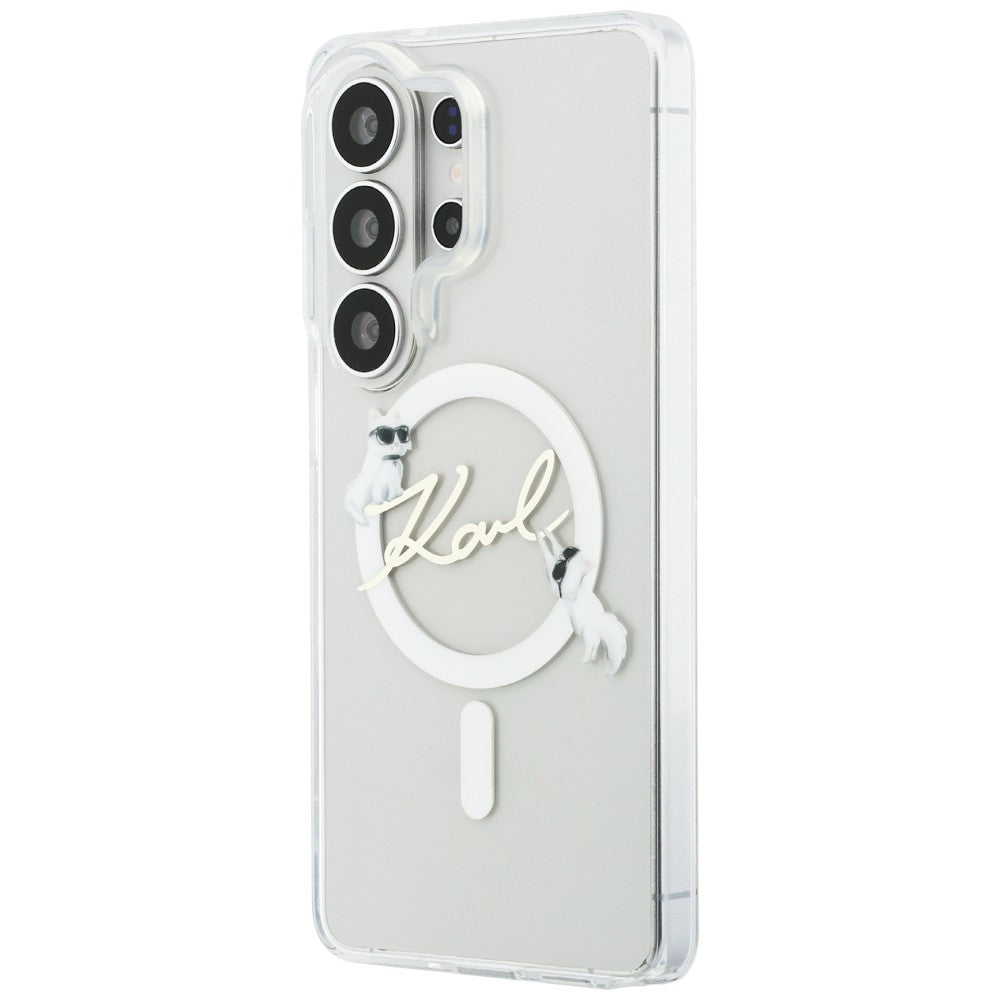 Ovitek MagSafe za Samsung Galaxy S26 Ultra S948, Karl Lagerfeld, IML Choupette Karl Script Logo, Bel.