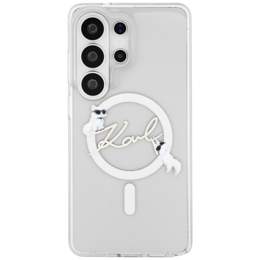 Ovitek MagSafe za Samsung Galaxy S26 Ultra S948, Karl Lagerfeld, IML Choupette Karl Script Logo, Bel.