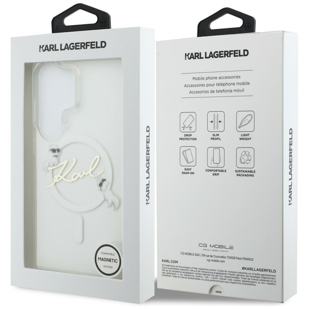 Ovitek MagSafe za Samsung Galaxy S26 Ultra S948, Karl Lagerfeld, IML Choupette Karl Script Logo, Bel.