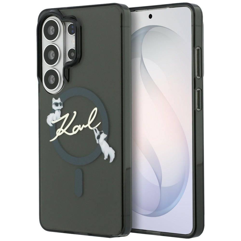 Ovitek MagSafe za Samsung Galaxy S26 Ultra S948, Karl Lagerfeld, IML Choupette Karl Script Logo, Črn