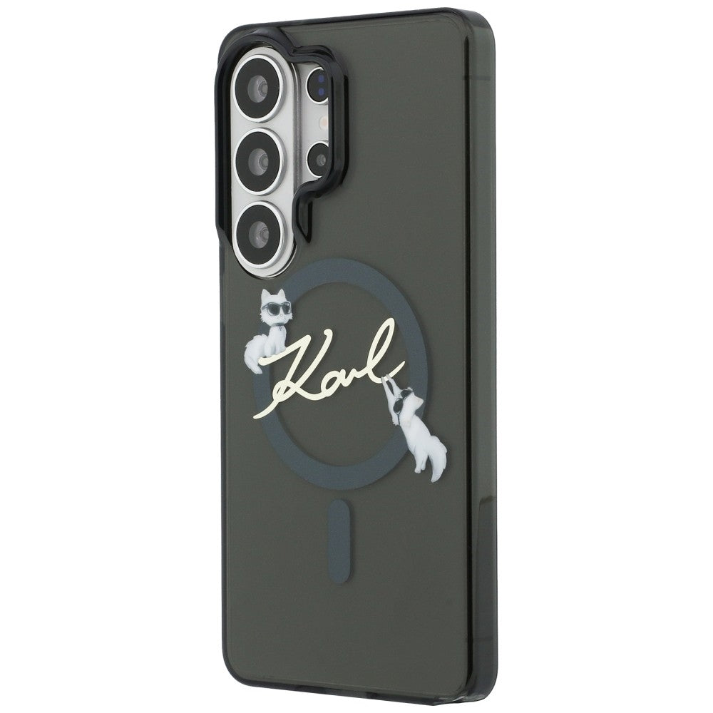 Ovitek MagSafe za Samsung Galaxy S26 Ultra S948, Karl Lagerfeld, IML Choupette Karl Script Logo, Črn