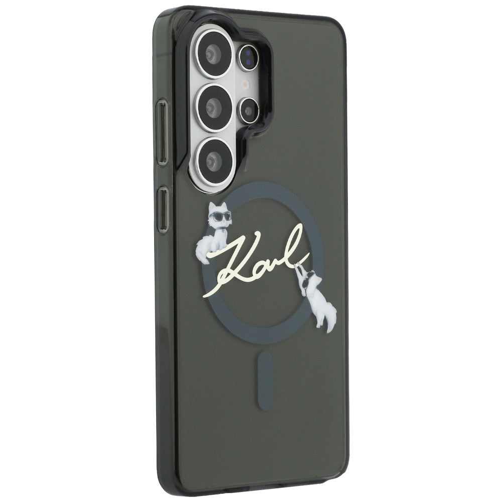 Ovitek MagSafe za Samsung Galaxy S26 Ultra S948, Karl Lagerfeld, IML Choupette Karl Script Logo, Črn