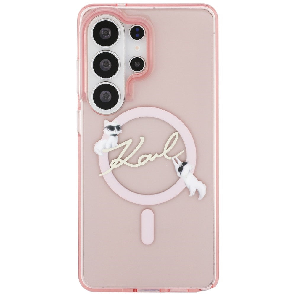 MagSafe ovitek za Samsung Galaxy S26 Ultra S948, Karl Lagerfeld, IML Choupette Karl Script Logo, Roza