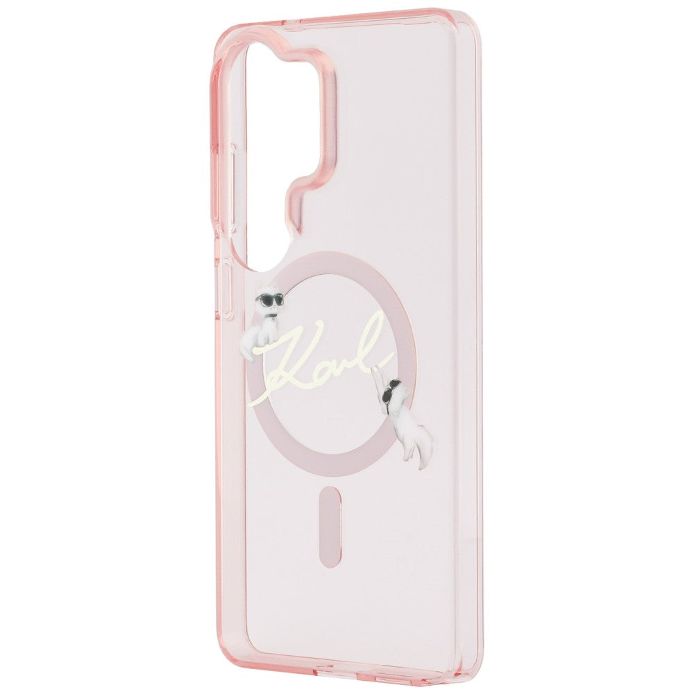 MagSafe ovitek za Samsung Galaxy S26 Ultra S948, Karl Lagerfeld, IML Choupette Karl Script Logo, Roza