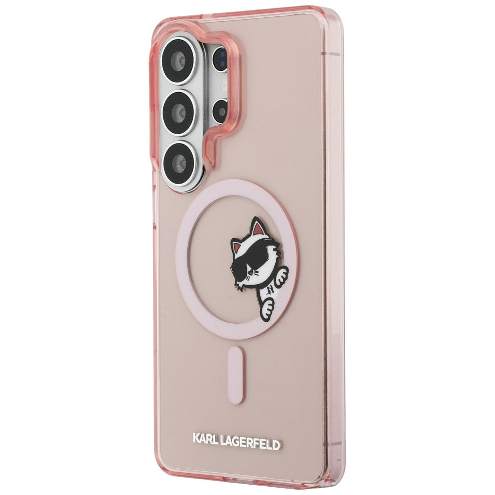 Ovitek MagSafe za Samsung Galaxy S26 Ultra S948, Karl Lagerfeld, IML Choupette Peekaboo Logo, Roza