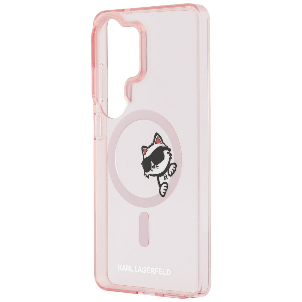 Ovitek MagSafe za Samsung Galaxy S26 Ultra S948, Karl Lagerfeld, IML Choupette Peekaboo Logo, Roza