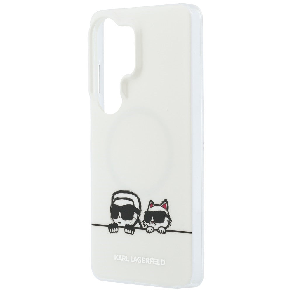 Ovitek MagSafe za Samsung Galaxy S26 Ultra S948, Karl Lagerfeld, IML Karl & Choupette Peekaboo Logo, Bel.