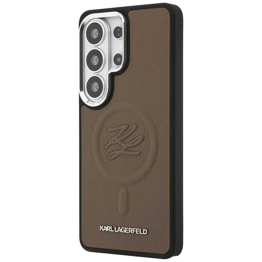 Ovitek MagSafe za Samsung Galaxy S26 Ultra S948, Karl Lagerfeld, Initial Logo Debossed, rjava