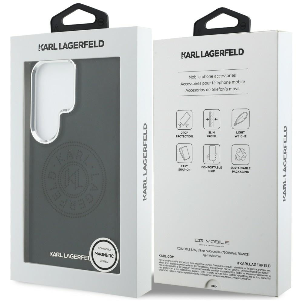 Ovitek MagSafe za Samsung Galaxy S26 Ultra S948, Karl Lagerfeld, Karl Round Point Logo, Črn