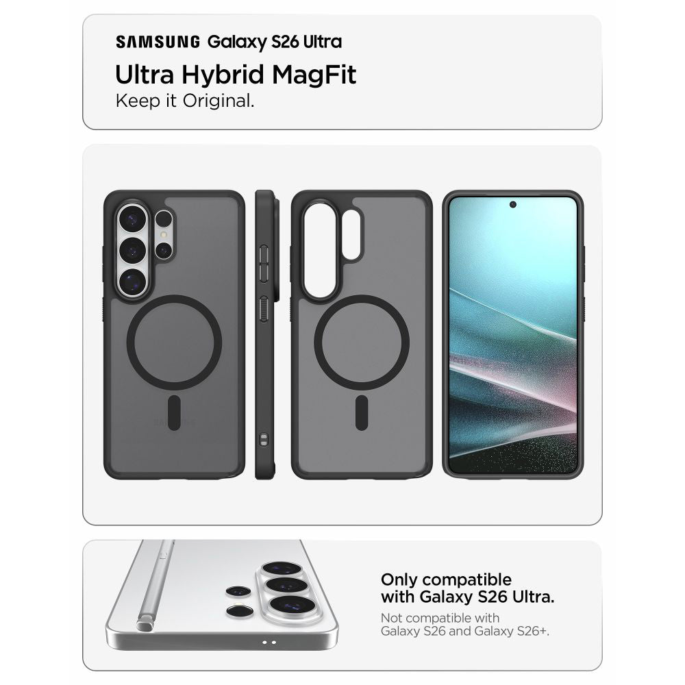 Ovitek MagSafe za Samsung Galaxy S26 Ultra S948, Spigen, Ultra Hybrid, Satinirano črn ACS10681