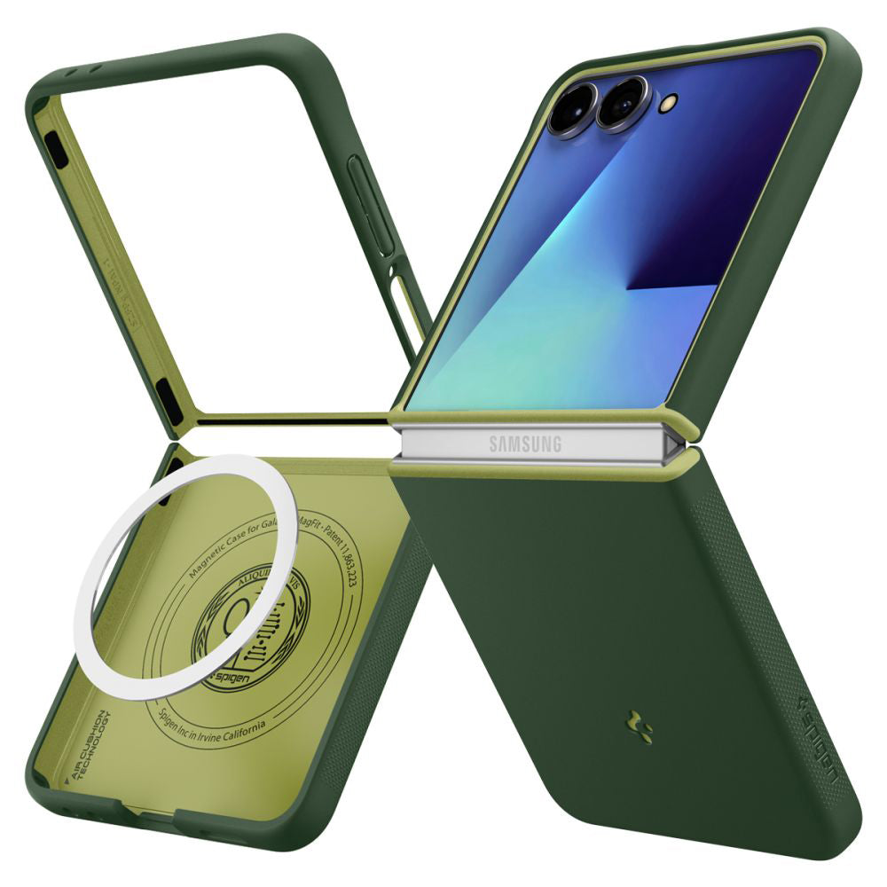Ovitek MagSafe za Samsung Galaxy Z Flip7 F766, Spigen, Caseology Nano Pop, Zelena ACS11159