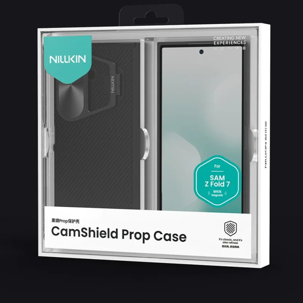 MagSafe ovitek za Samsung Galaxy Z Fold7 F966, Nillkin, CamShield Prop z metalnim pokrovom leče, črn