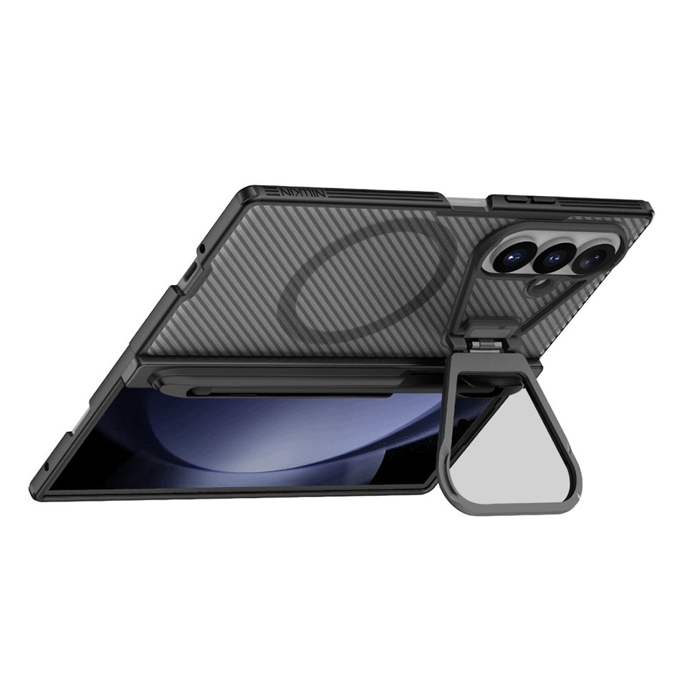 MagSafe ovitek za Samsung Galaxy Z Fold8 Ultra F976, Nillkin, CamShield Pro s prozornim pokrovom leče in držalom za S-Pen, črno prozoren