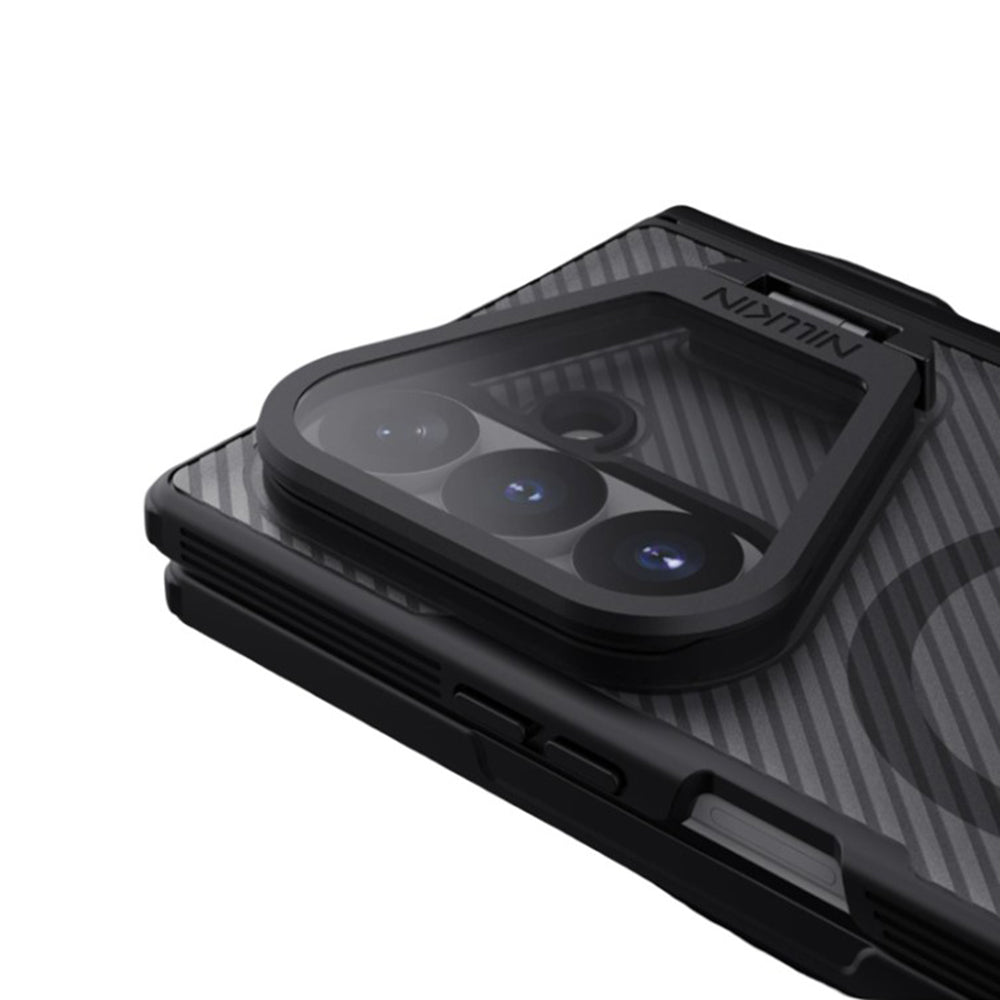 MagSafe ovitek za Samsung Galaxy Z Fold8 Ultra F976, Nillkin, CamShield Pro s prozornim pokrovom leče in držalom za S-Pen, črno prozoren
