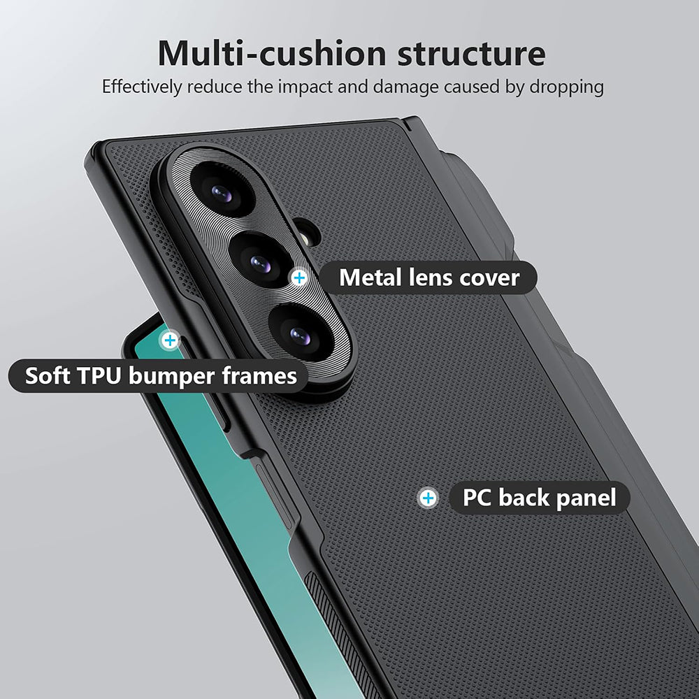 MagSafe ovitek za Samsung Galaxy Z Fold8 Ultra F976, Nillkin, Super Frosted Shield s držalom za pisalo, črn