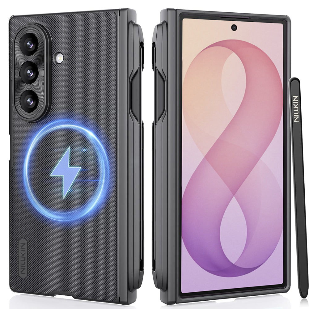 MagSafe ovitek za Samsung Galaxy Z Fold8 Ultra F976, Nillkin, Super Frosted Shield s držalom za pisalo, črn
