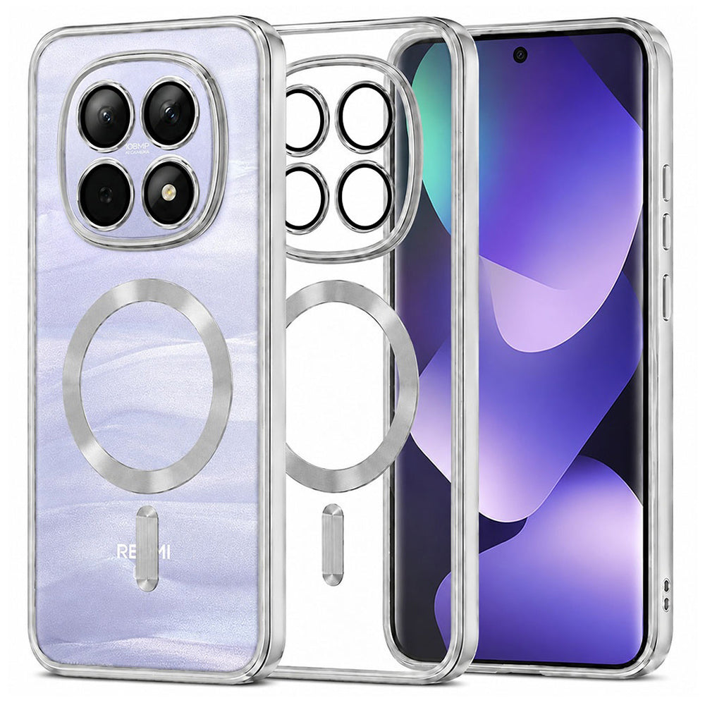 MagSafe ovitek za Xiaomi Poco M8 / Redmi Note 15 5G / Note 15 4G, Techsuit, Luxury Crystal, srebrn