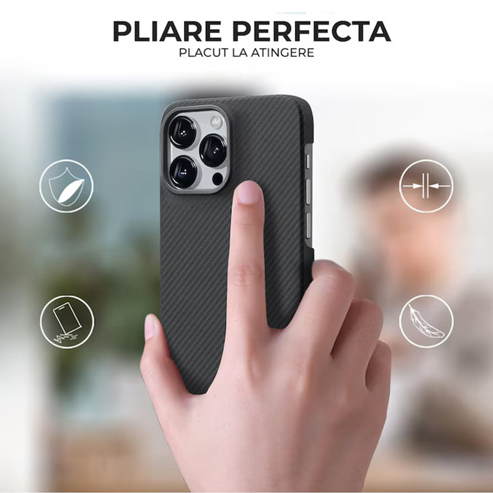 Ovitek MagSafe za Apple iPhone 17 Pro, Techsuit Aramid Fiber, Črn